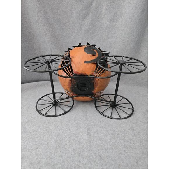 Spooky Halloween Pumpkin Coach Tea Light Decor 14" X 15" - Picture 5 of 8